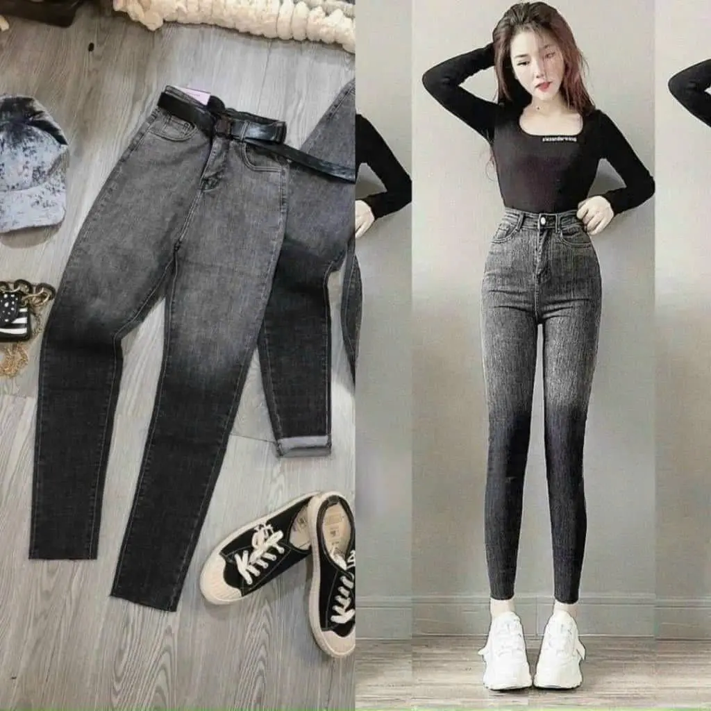 Quần bò nữ dáng ôm loang co dãn 4 chiều, cạp cao hách dáng - Women's Jeans Pants