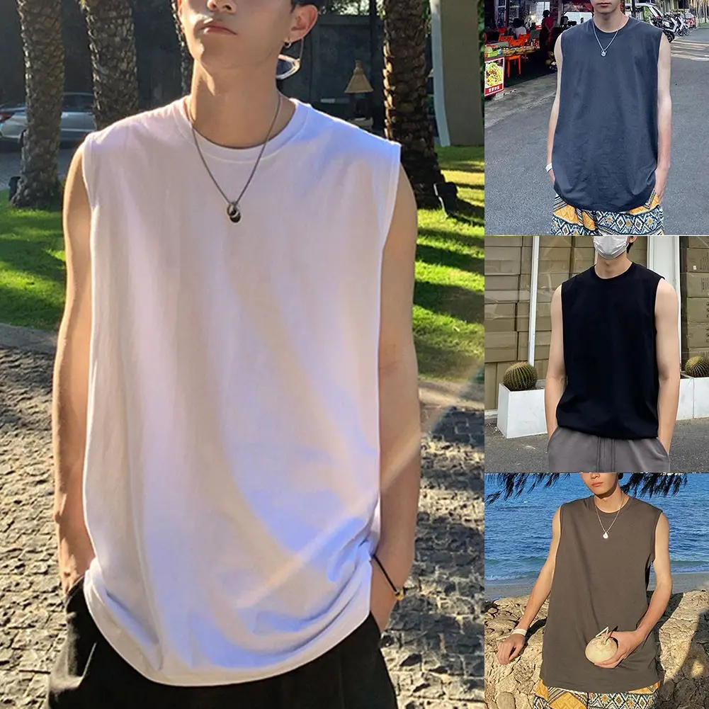 Áo Ba Lỗ Mùa Hè, Dành Cho Nam Giới, Màu Trơn Áo Phông Không Tay Thời Trang Hàn Quốc, Áo Vest Thể Thao Cơ Bản, [Giao Hàng Nhanh FGDH]