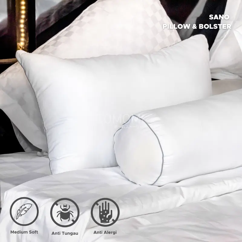 TOMOMI - SANO PILLOW & BOLSTER SET HOLLOW FIBER Bantal Guling adem Pillows & Bed Wedges hotel