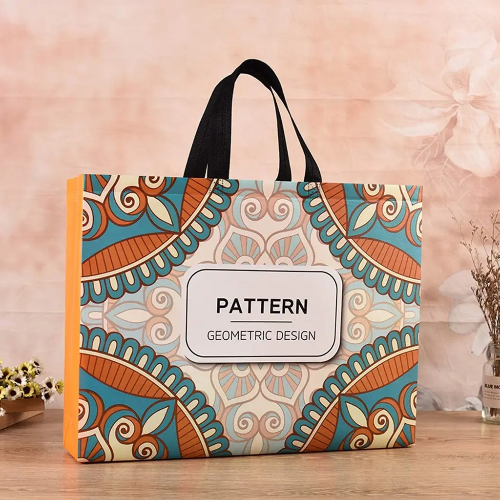 (ST) Color Printed Non-woven Eco Bag Handbag Shopping Bag