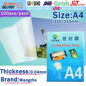 100 PCS / Pack Ukuran A4 Film Laminating PET EVA Untuk Mesin Laminating
