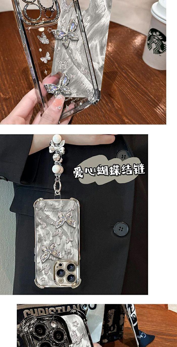 Product Introduction of เคสโทรศัพท์ Apple 16pro, ดีไซน์ผีเสื้อ Rhinestone, เข้ากันได้กับ iPhone 15promax/14/13/12/11/Xs, สไตล์สร้อยข้อมือ, ใหม่, 2024 8