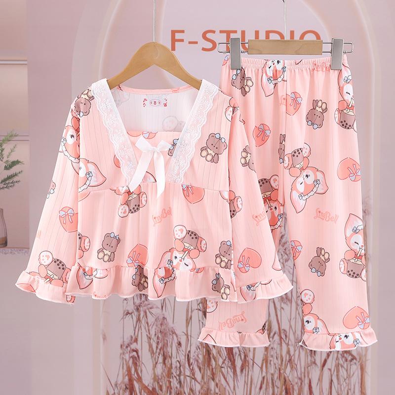 Product Introduction of Bộ Đồ Ngủ Bé Gái, Bộ Sưu Tập Mùa Xuân Và Mùa Thu, Dài Tay, Phong Cách Hàn Quốc, Thoải Mái Và Thường Ngày, Thích Hợp Cho Trẻ Em Và Bé Gái, [Thanh Toán Khi Nhận Hàng], Bộ Đồ Ngủ Cho Bé Gái 11