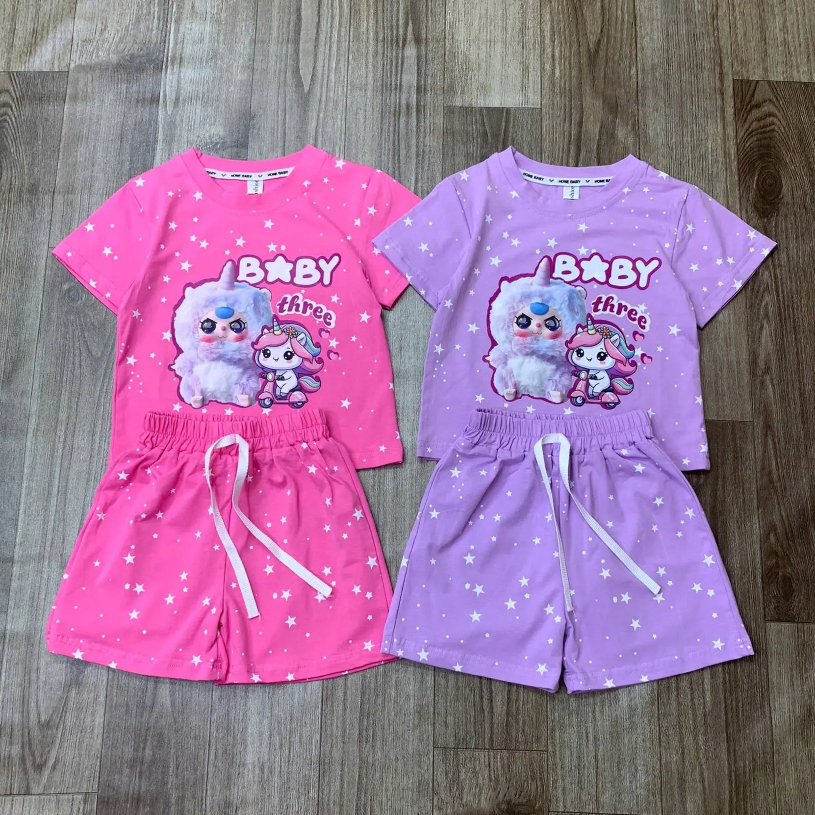 Set bộ quần áo in tràn babythree sừng cho bé size 10-35kg-HÀ THỦY