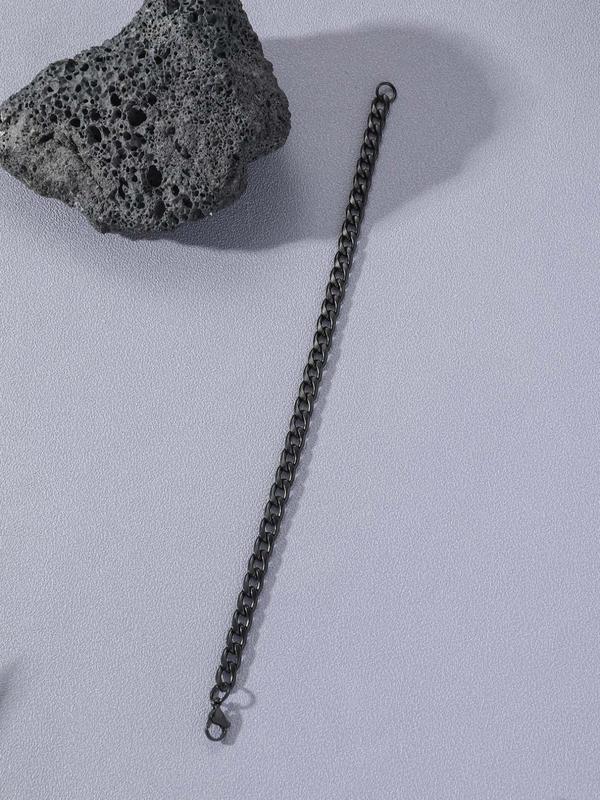 Simple Plain Stainless Steel Link Bracelet, Casual All-match Jewelry for Men's Gift, Female Classic Fashion Accessories for Daily Wear 8