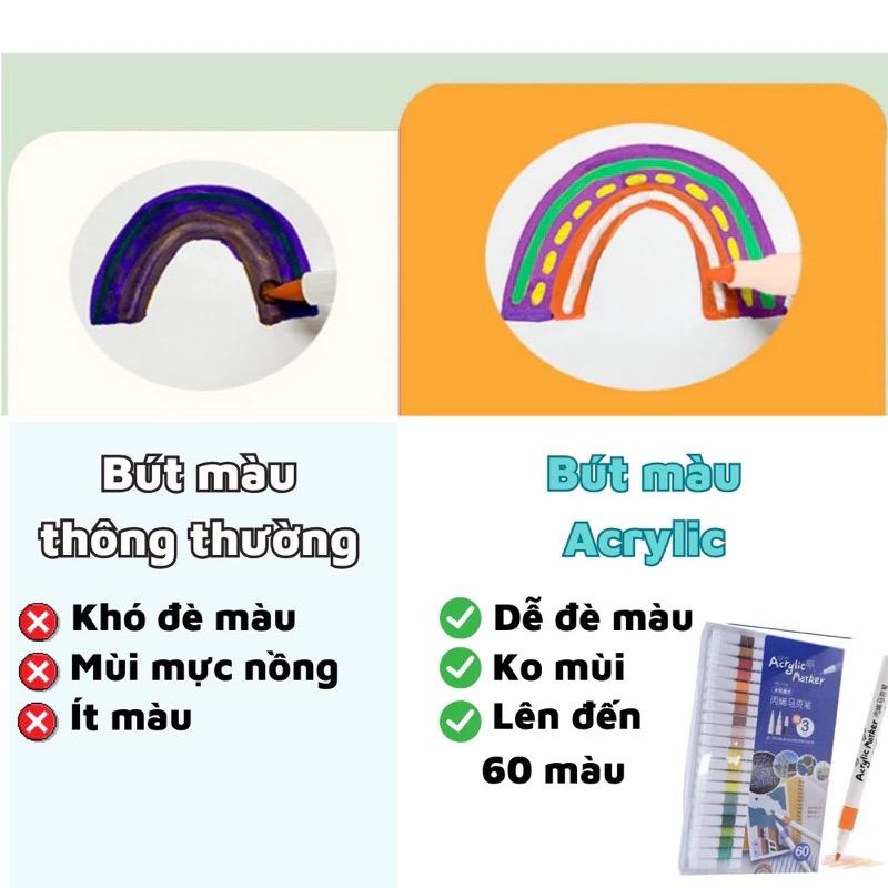 Product Introduction of Hộp 60 Bút Màu Acrylic Marke Cao Cấp Chống Nước Màu Sắc Tươi Sáng - Bút Lông Vẽ Trên Nhiều Chất Liệu 42