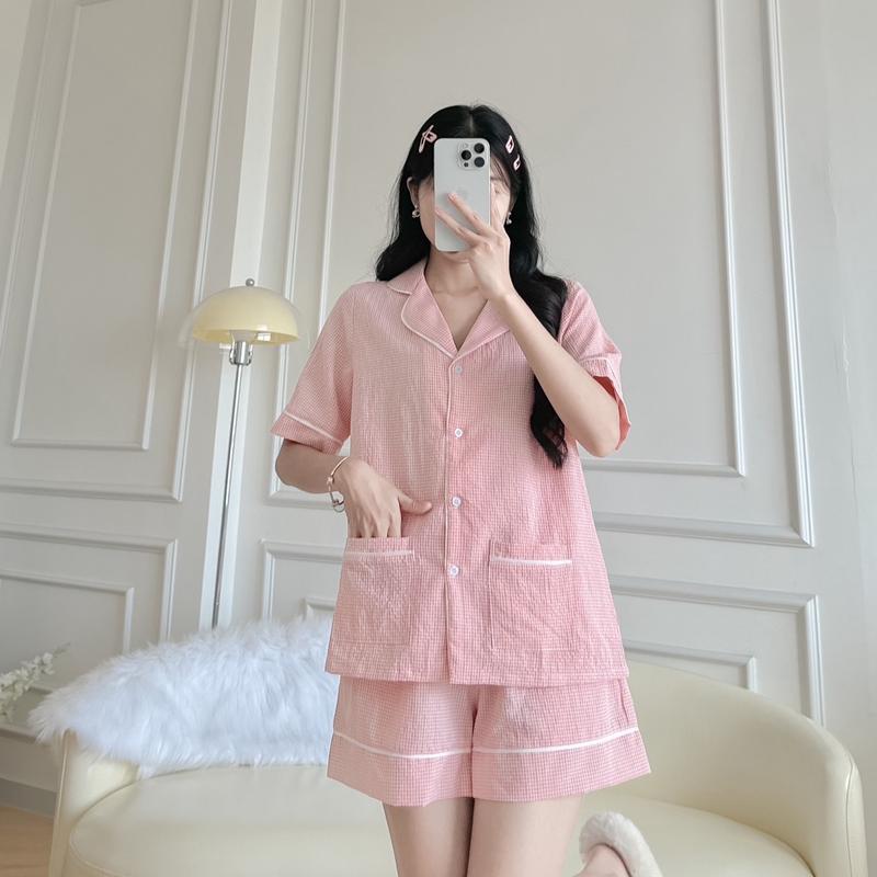 Pyjama caro nhí hồng baby bận nhà cho nữ chất vải cao cấp nhiều màu dáng rộng hàng thiết kế  cho nữ BY DEADESIGNHOUSE 2
