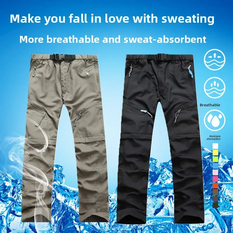 Men's Quick Dry Pants Outdoor - Convertible 2-in-1 Long/Short Detachable Trousers| Lightweight Breathable Hiking Travel Fishing