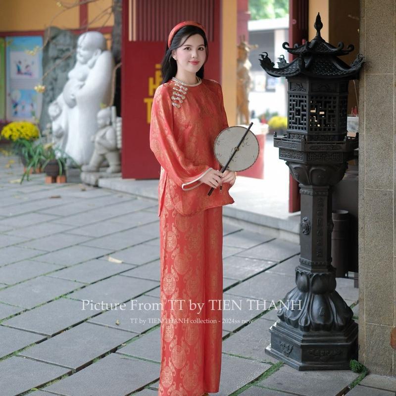 Set Pháp Phục Liên Hoa Sinh Gấm Tơ Tằm 2 Da Cao Cấp & Quần Lụa Hàn Châu Cao Cấp - Women, Nữ