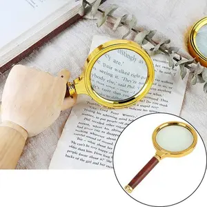 1Pcs 70 mm 80 mm lapisan tangan portable 10X magnifying glass retro handle magnifying glass eye mask glass