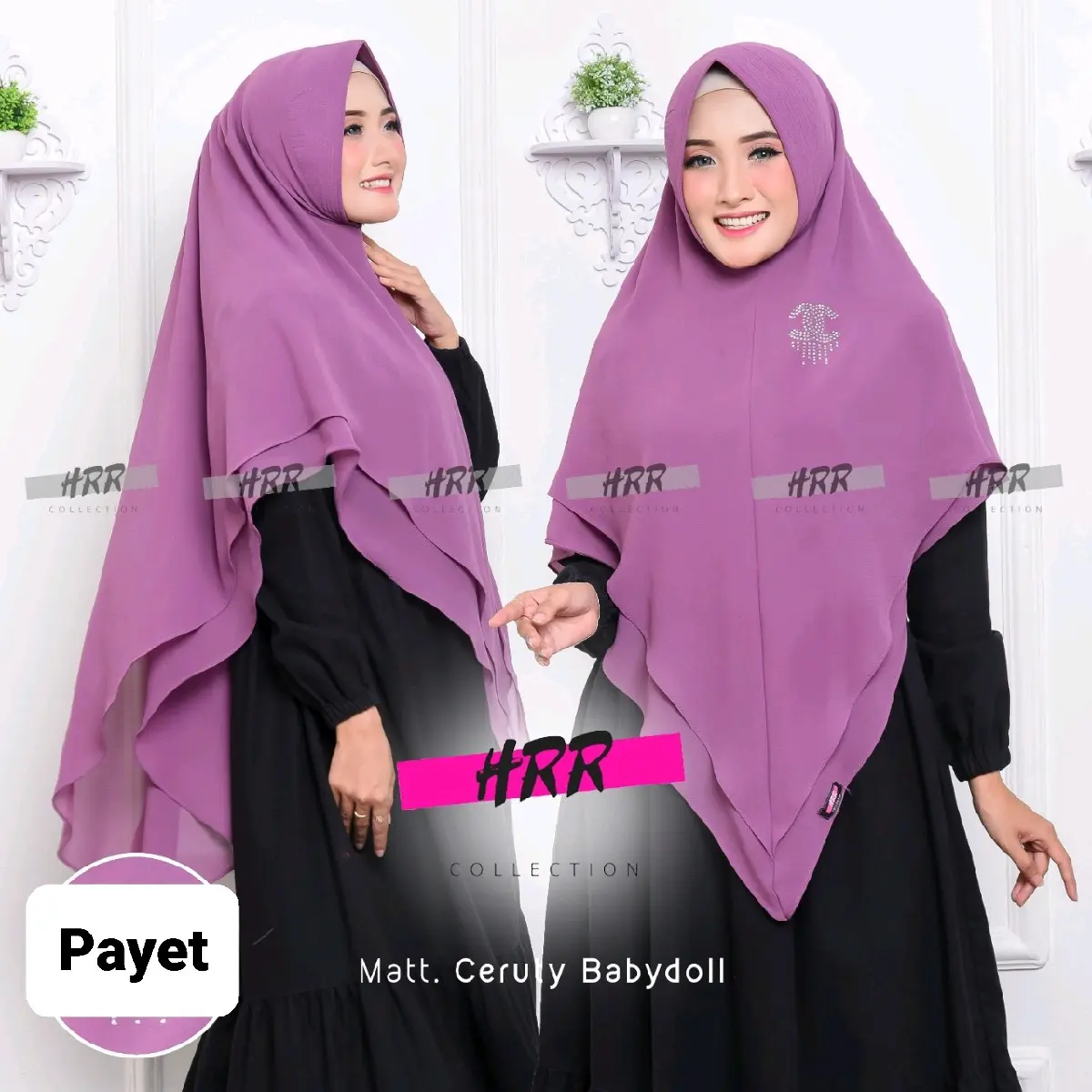 Khimar shiren Ceruty Baby Doll Muslim Kerudung 2 Layer Panjang