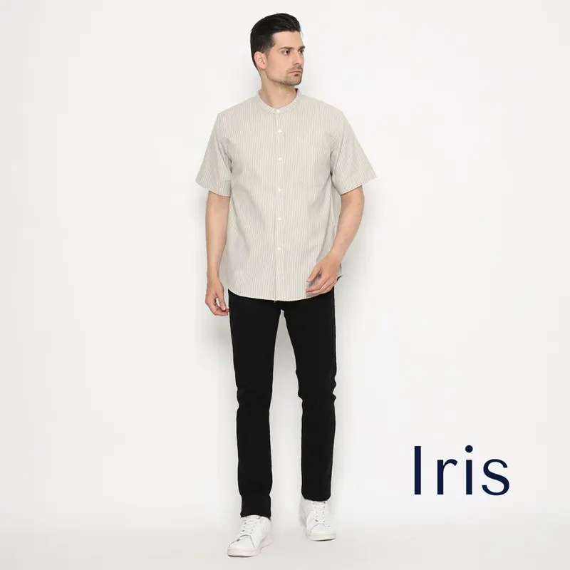 IRIS - ATASAN KEMEJA KOKO DEWASA POLOS KATUN SALUR PRIA LENGAN PENDEK KEMKO COUPLE AYAH ANAK 3