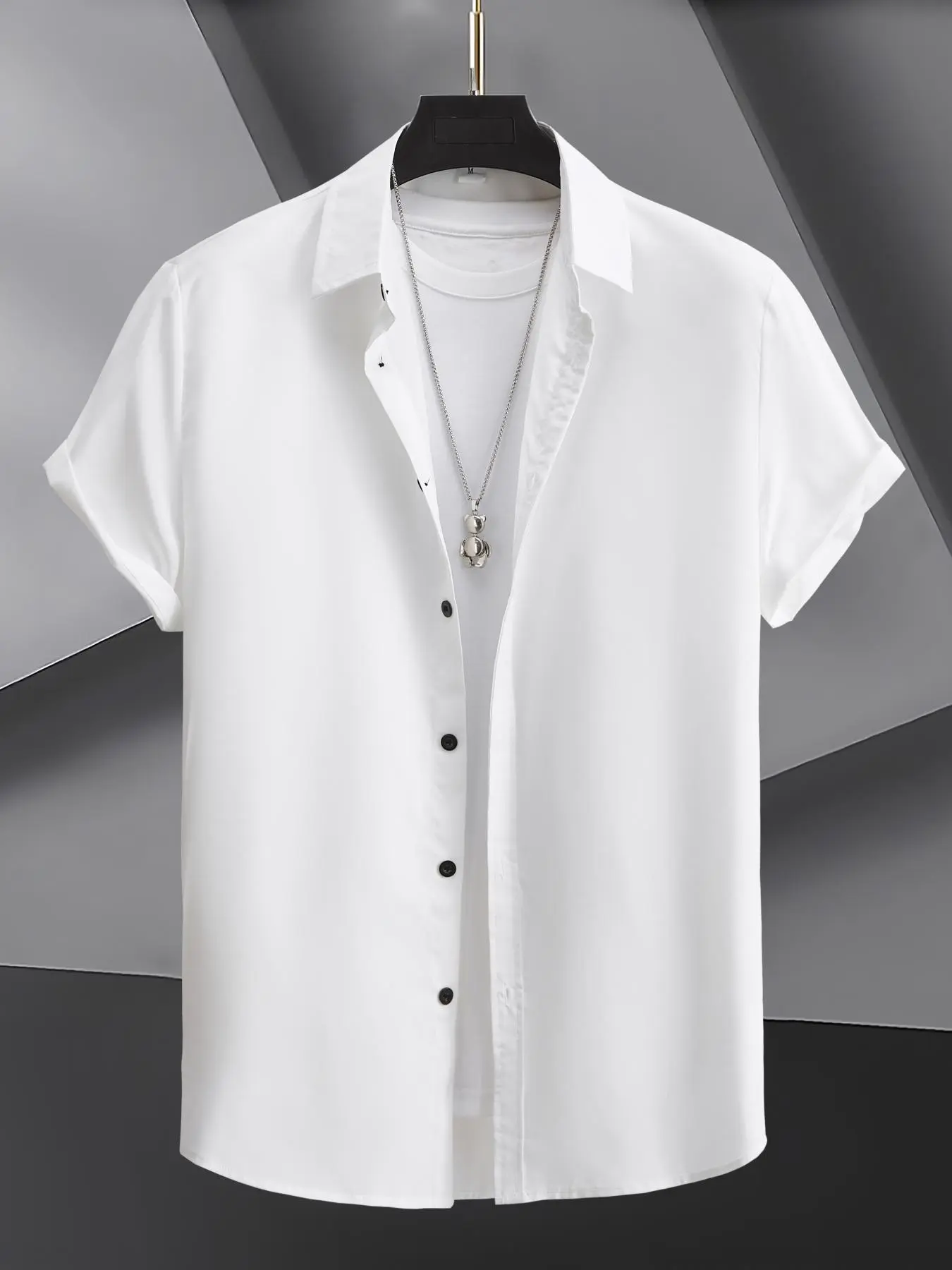 Men's Basic Regular Fit Button Front Collar Shirt, Summer Clothes, Casual Comfy Short Sleeve Top For Men Daily Outdoor Wear, Men Tops For Summer