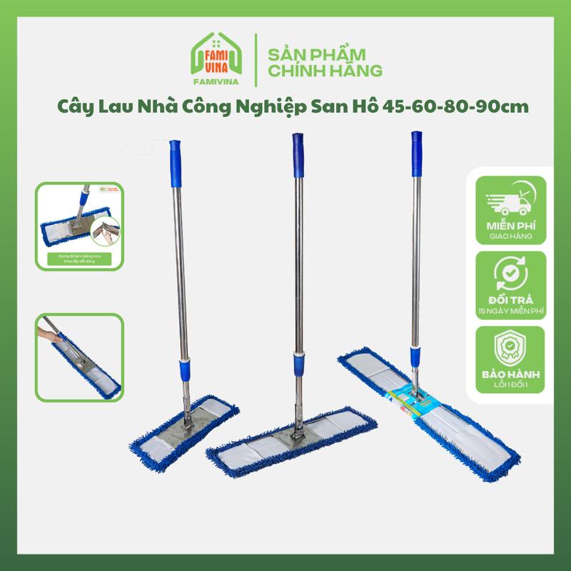 Cây Chổi Lau Sàn Nhà Công Nghiệp San Hô 45-60-80-90cm Chuyên Dụng Siêu Sạch cán inox bền chắc khoá tăng đưa