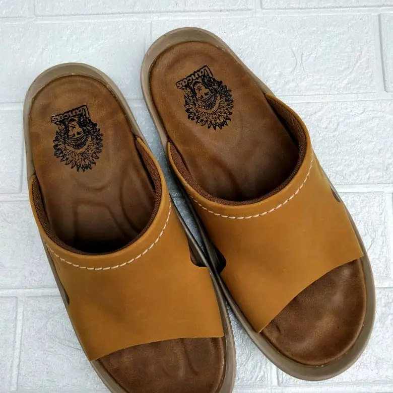 sandal pria kulit asli sole tebal Hak Datar 2