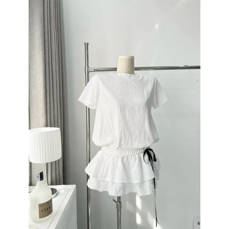 [TẶNG KÈM QUẦN] Set bộ jumpsuit gió su chân váy phối ren kèm dây ngọc sang chảnh HB702 Nữ Áo Women 6