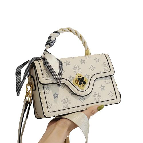 Túi xách nữ hoa trà Beibaobao xách tay đeo vai đeo chéo trắng trẻ trung size 21