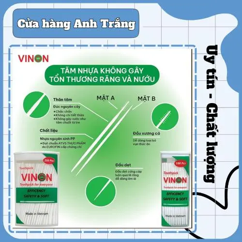 Tăm chỉ nha khoa Vinon, tăm xỉa răng bằng nhựa cao cấp, an toàn tuyệt đối cho răng miệng của bạn