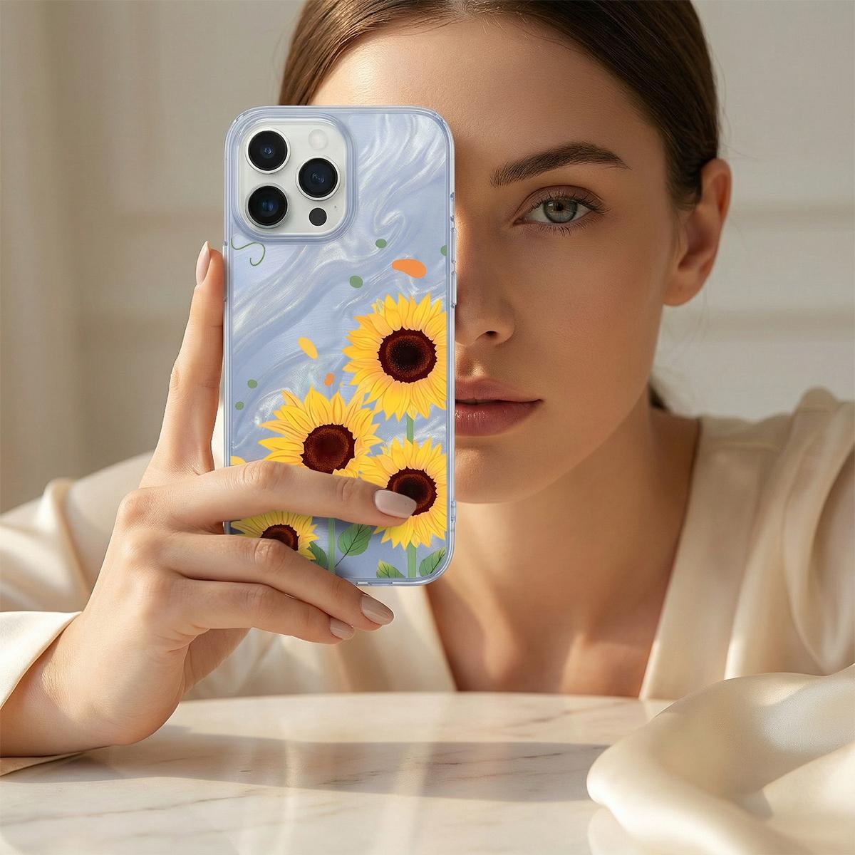 bunga matahari Casing hp untuk iPhone 17 PRO MAX 17 AIR 16 PLUS 16 15 14 13 12 11 7P 8+ 8 7 6P 6 XS MAX XR X=XS silikon phone case terbaru aesthetic softcase lucu estetik mewah premium shockproof transparan cover