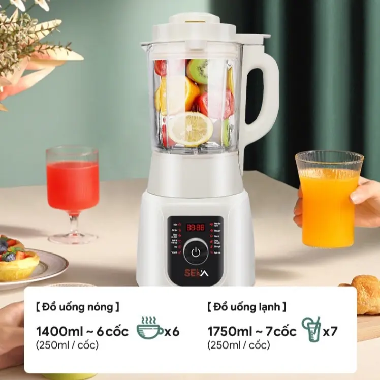 Máy làm sữa hạt Seka E300 - 12 Chức Năng, Cối Thuỷ Tinh 1.75 Lít - Xay Sinh Tố 0