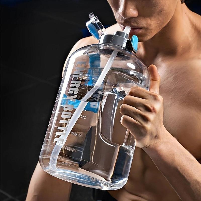 Product Introduction of Large Capacity Sports Water Bottle, 1 Count Clear Water Bottle with Straw & Handle, Portable Drinking Cup for Outdoor Sports 6