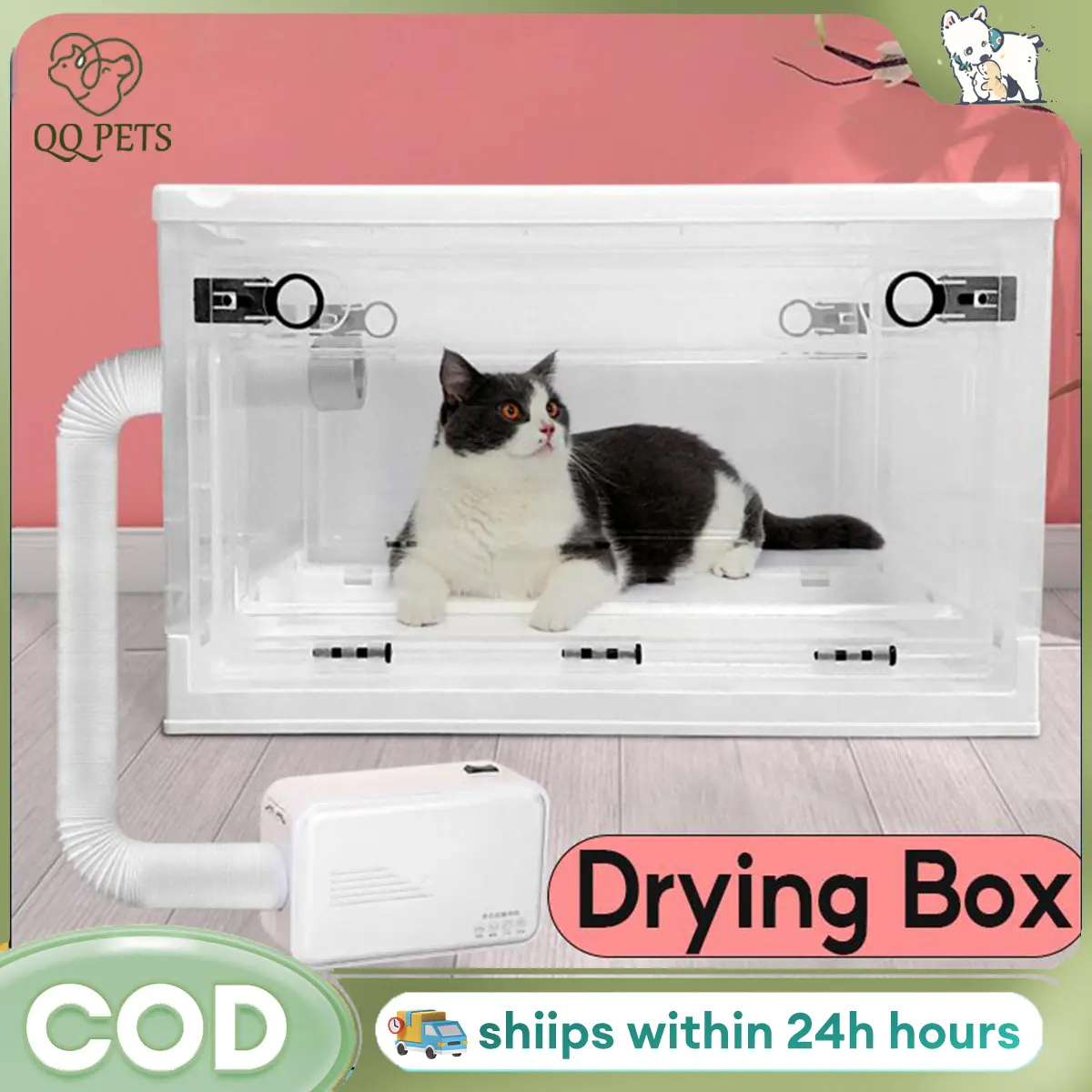 Cat Hair Dryer Pet Drying Box Cat Hair Dryer Quick Drying Collapsible Cat Supplies Low Noise Cat Bath Cat Incubator