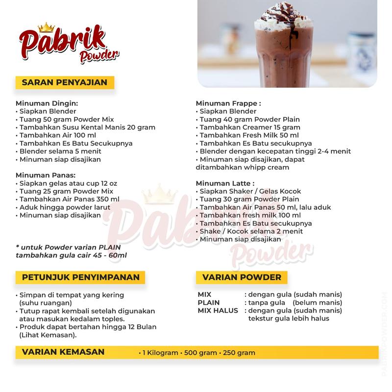 Powder Premium 250 Gram, Premium Drink Series, Bubuk Minuman 2
