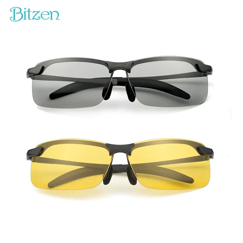 BITZEN Kacamata Potokromik Photochromic Hitam Frame Polarized Malam Lensa Eyewear 1