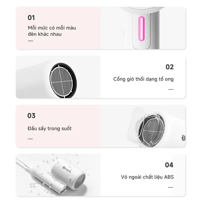 SimplusVN Máy sấy tóc gấp gọn Simplus CFJH008, 50 triệu Ion âm bảo vệ tóc, Công suất 800W, 3 mức điều chỉnh nhiệt, bảo vệ quá nhiệt Bảo hành 1 năm chỉ đổi không sửa 7