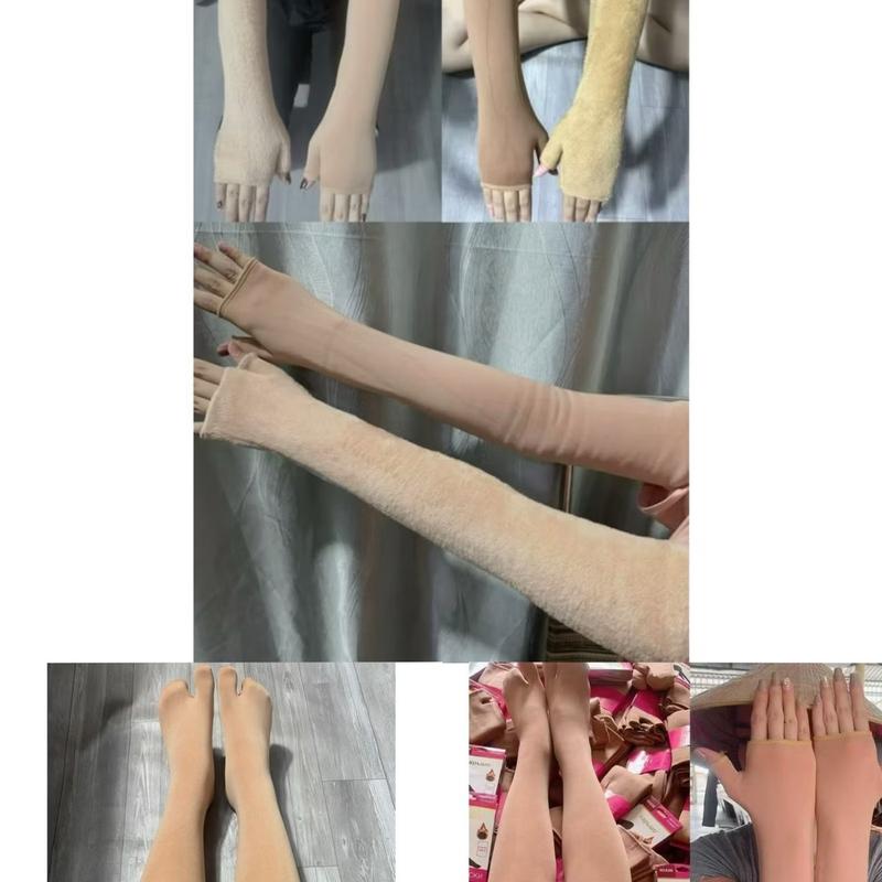 Combo 2 Cặp Ống Tay 2 Cặp Vớ Đùi Lót Lông Siêu Dày Chống Nắng Ủ Kem Siêu Mê