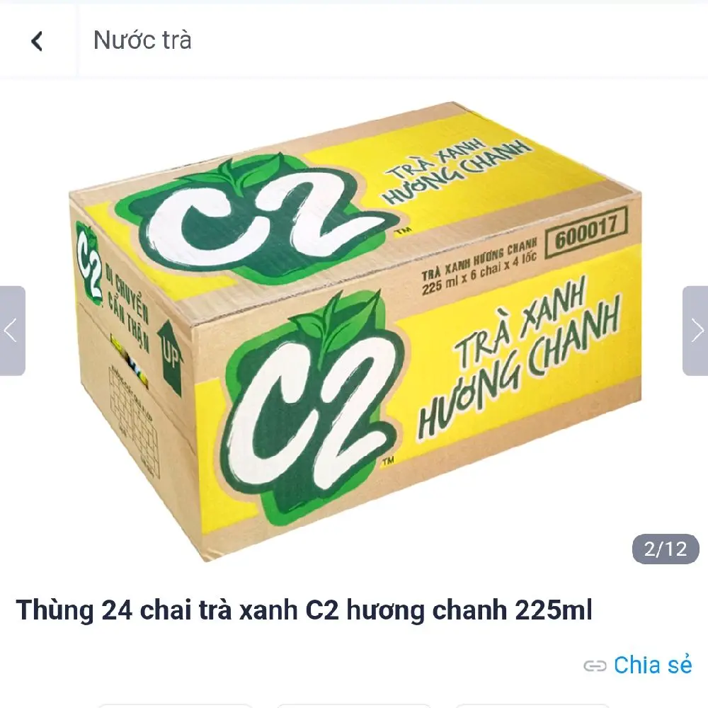 TRÀ C2 HƯƠNG CHANH [ THÙNG 24 CHAI 235ML ]