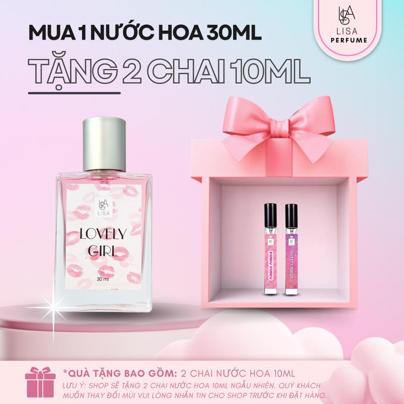 【mua 1 tặng 2 nước hoa nữ 30ml lovely girl - trap girl - sweet baby + tặng 2 chai nước hoa nữ 10ml khác mùi Cosmetic Women Perfume