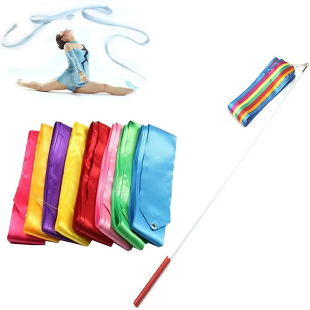 6m Gym Dance Ribbon Stick Art Rhythmic Gymnastics Ballet Streamer Twirling Rod