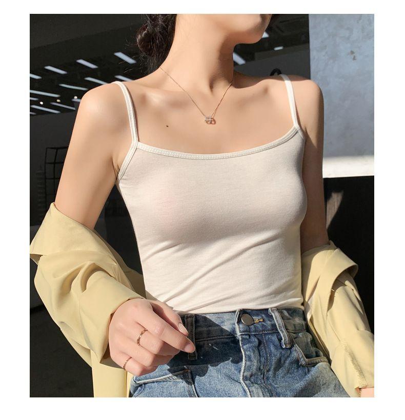 Product Introduction of Camisole Women's Underwear Padded Vest plus Size Base White One-Piece Cup Pure Desire Style Beautiful Back Slim Outer Wear 30
