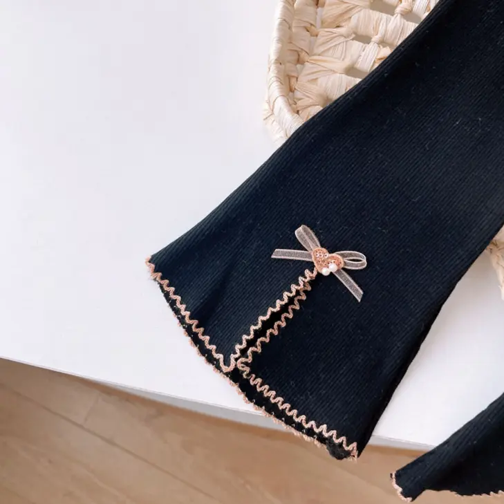 Quần ống loe cho bé gái, dễ phối đồ, thích hợp cho mùa xuân và mùa thu, quần legging tua rua, mỏng, có thể mặc ngoài trời, quần co giãn cho trẻ em 5