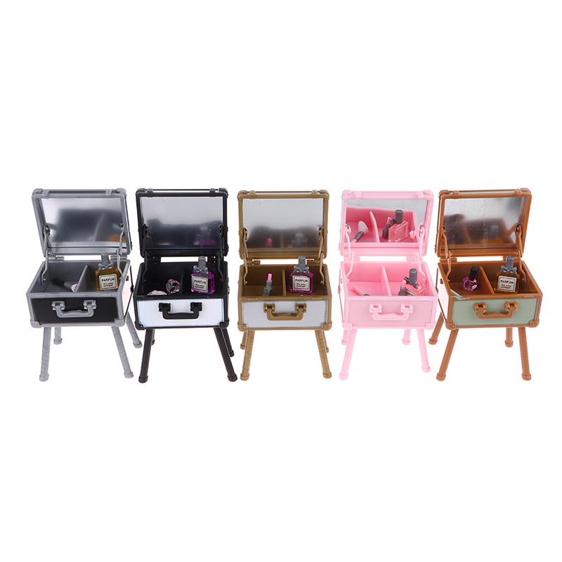 Product Introduction of 1Set 1:12 Dollhouse Mini Vanity Case Lipstick Perfume Air Cushion Mirror w/Holder Furniture Decor Toy 22