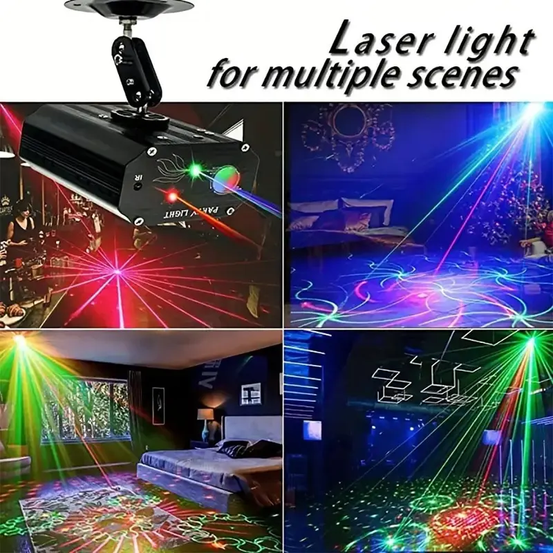 USB Powered Projector Stage Light, Sound Activated LED Laser Light with Remote Control, 3 Mode Atmosphere Light for Home Party Bar Club Birthday KTV Karaoke, Atmosphere Party Light 5