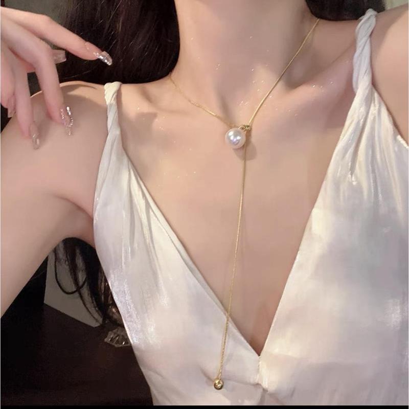 Vòng Cổ Dài Ngọc Trai, Có Thể Điều Chỉnh, Dây Chuyền Áo Len, Dành Cho Nữ chain đi tiệc fashion  accessories tặng mẹ nhỏ tay hạt chuỗi  tt 1