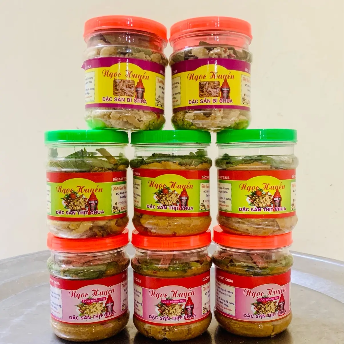 Combo 3 hộp thịt chua nạc , 3 hộp thịt chua lẫn bì tặng 2 hộp bì .