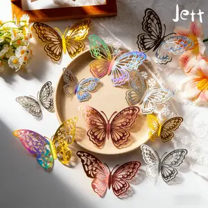 12Pcs Dekorasi Kue Kupu-Kupu 3D Berongga Multicolor Kreatif - Hiasan Kue Ultah Cupcake Pesta Anak & Dewasa Cantik
