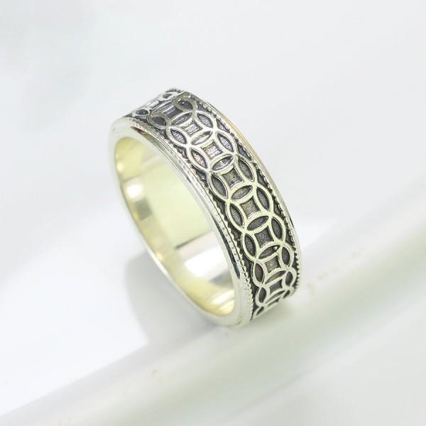 Nhẫn nam bạc 925 kim tiền bản tròn không đá NNA0571 - Trang Sức TNJ