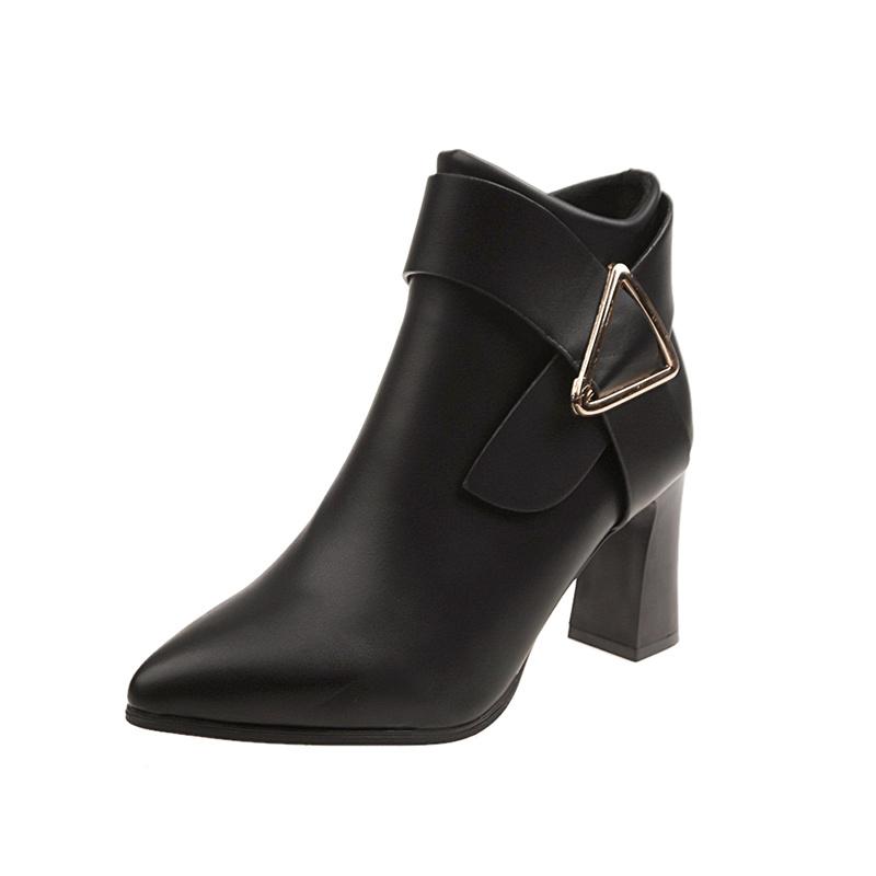 Product Introduction of Women's High Heels Short Boots Spring Autumn Belt Buckle Ankle Boots Female Bottes High Pu Leather Shoes Waterproof Woman Pumps Footwear Girl Walking Shoes Comfort 13