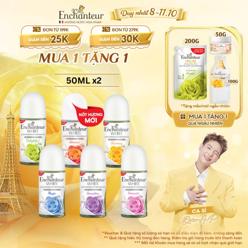[MUA 1 ĐƯỢC 3] Combo 2 lăn khử mùi nước hoa/dưỡng trắng da Ngăn mùi lên đến 60H White Enchanteur 50ml - 65ml (5 mùi)