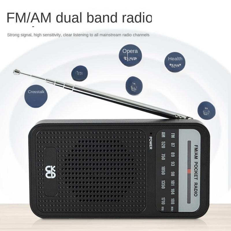 Portable Radio AM FM, Goodes Transistor Radio with Loud Speaker, Headphone Jack, 2AA Battery Operated Radio for Long Range Reception, Pocket Radio for Indoor, Outdoor and Emergency Use Audio Button 2