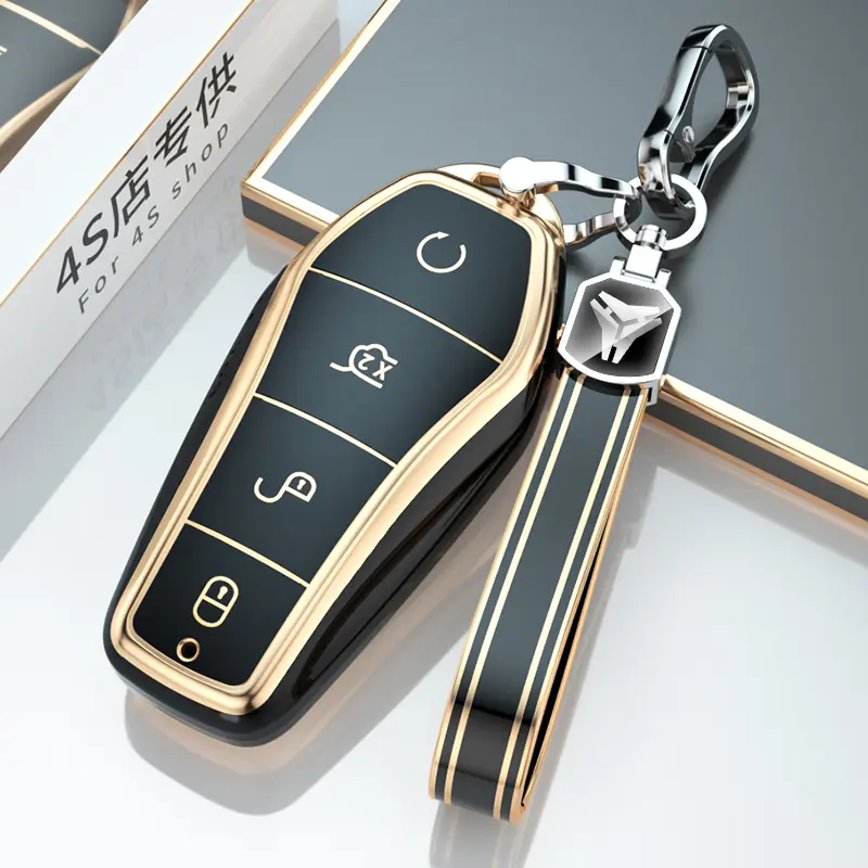 Fashion TPU Car Key Case Cover Shell Fob for BYD Qin Plus dmi Atto 3 Han EV Dolphin Blank Bag Car Key Case Cover Keychain
