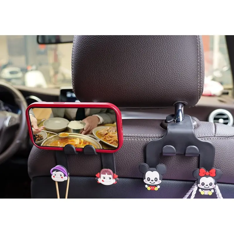 Hanger Kursi Mobil Gantungan Barang 2 Sisi / Car Hook Hanger Mobil Karakter Lucu 4 Kait / Holder Headrest Gantungan Kait Barang Mobil 2 sisi 1
