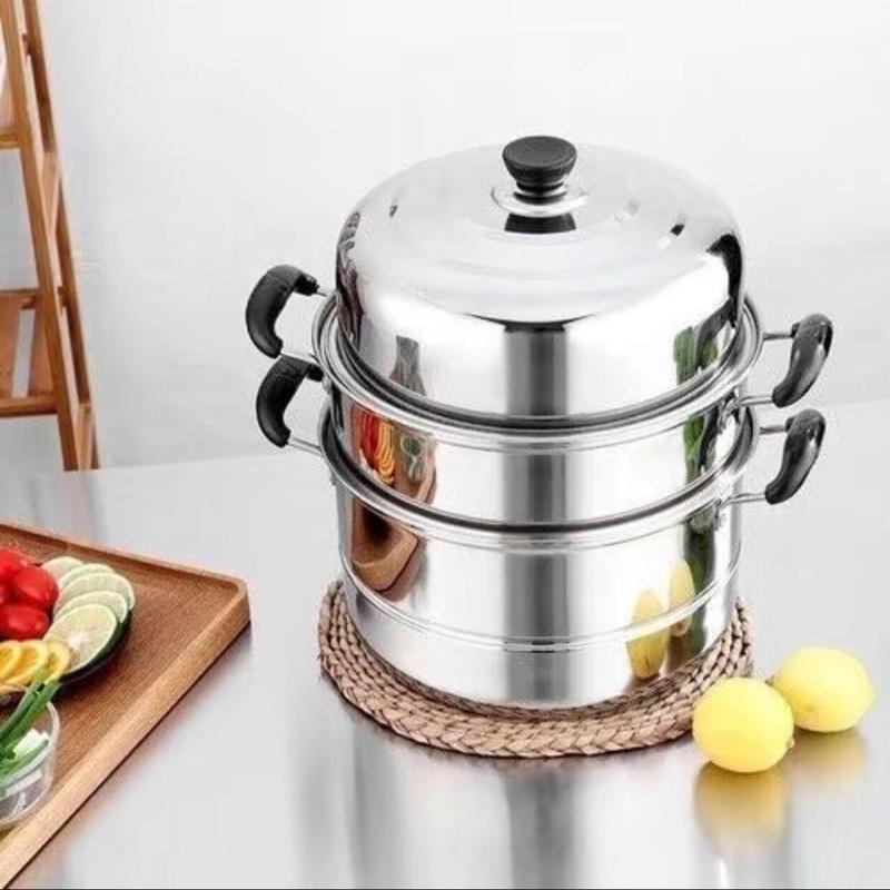 Nồi hấp inox 3 tầng 28cm tiện ích tặng kèm vỉ hấp nồi hấp bánh bao thức ăn 3