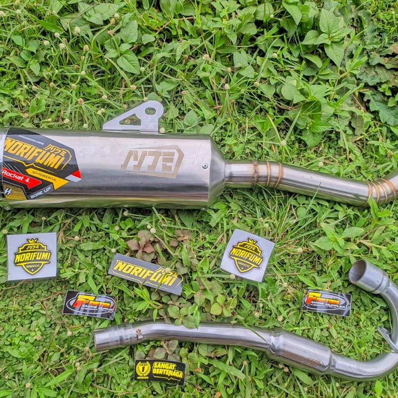 Knalpot Norifumi Rocket 4 Competisi Model terbaru fullset PNP CRF150 KLX WR155 Bulat 3