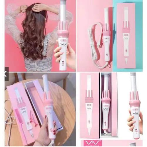 Máy uốn tóc xoăn sóng nước, máy uốn xoăn tóc xù mì xoăn mini Thiết kế 4 thanh đỡ tóc để sau khi gài nhẹ tóc vào trục uốn làm Tạo kiểu làm đẹp tự nhiên giữ nếp lâu