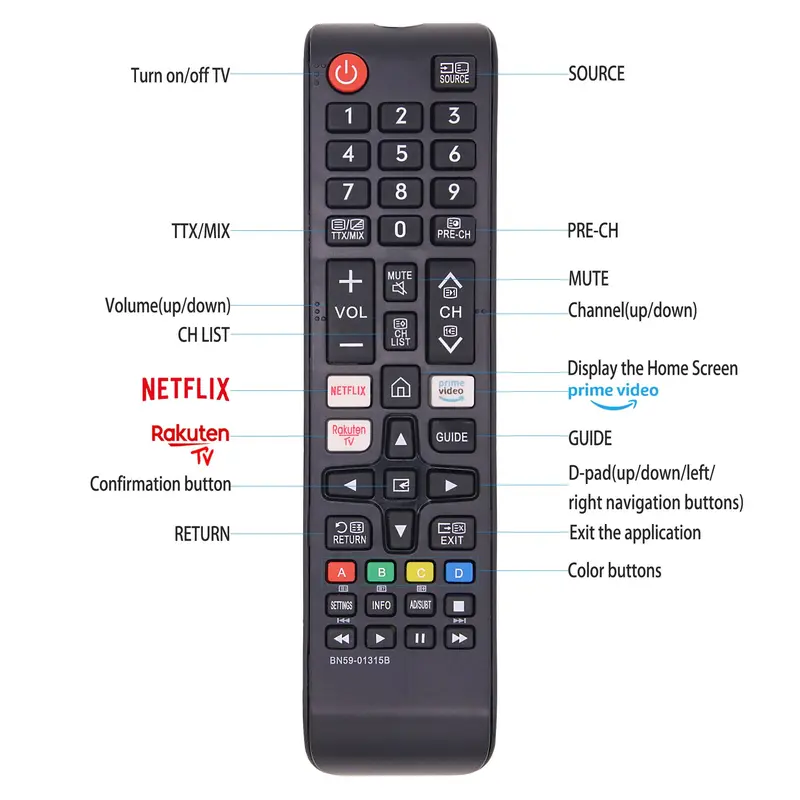 Remote Control Replacement for BN59-01315B, Replaced Remote Control Compatible with 4K UHD HDR Crystal QLED TVs, Quantum TVs and All Samsung Models, Large Appliance Parts & Accessories 3